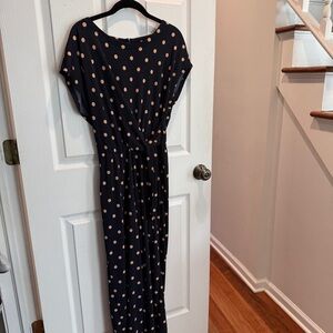 Banana Blue and Tan Polka Dot Jumpsuit